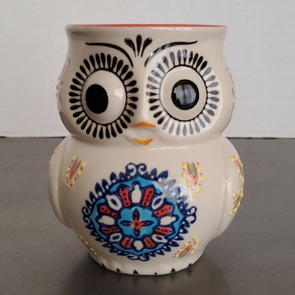Yokohama Studio Hand Painted 3D Owl Coffee Mug 14 Oz Figural Ceramic Embossed